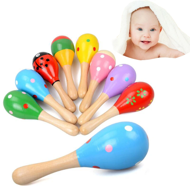

2 PC High Quality Mini Wooden Ball Children Toys Percussion Musical Instruments Sand Hammer