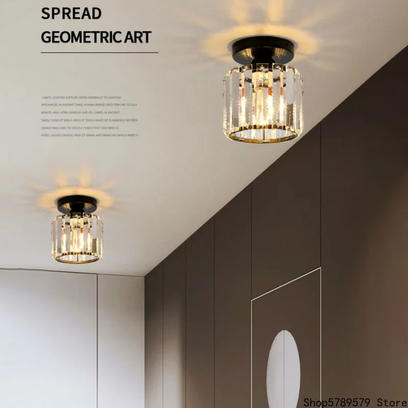 

Nordic Light Luxury Aisle Ceiling Ceiling Lamp Bedroom Living Room Study LED Household Entrance Corridor Circular Crystal Lamp