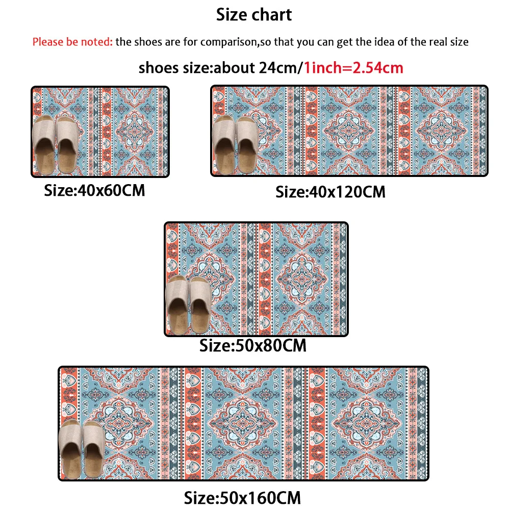 Богемный красный синий цветочный этнический стиль кухонный коврик
