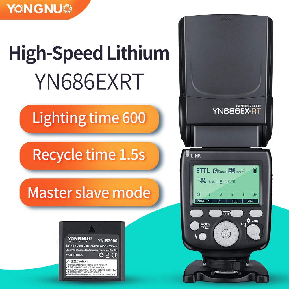 Беспроводная вспышка YONGNUO YN686EX-RT ETTL Speedlite Flash 2 4G HSS 1/8000s Master с литиевой батареей для