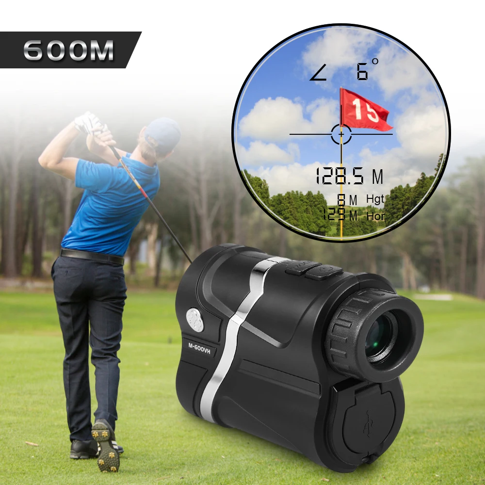 

Lixada USB Rechargeable Golf Rangefinder 600m Hunting Range Finder Distance Meter Angle Measuring Tool Monocular Telescope