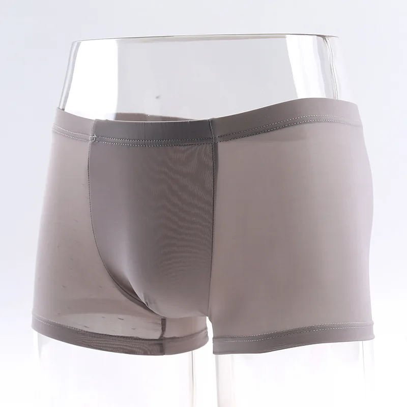 

Summer men's ice silk underwear 3D die sexy transparent youth boxer shorts thin section breathable boxer shorts