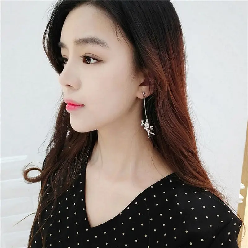 Асимметричная подвеска в форме сердца с Купидоном металлические висячие серьги