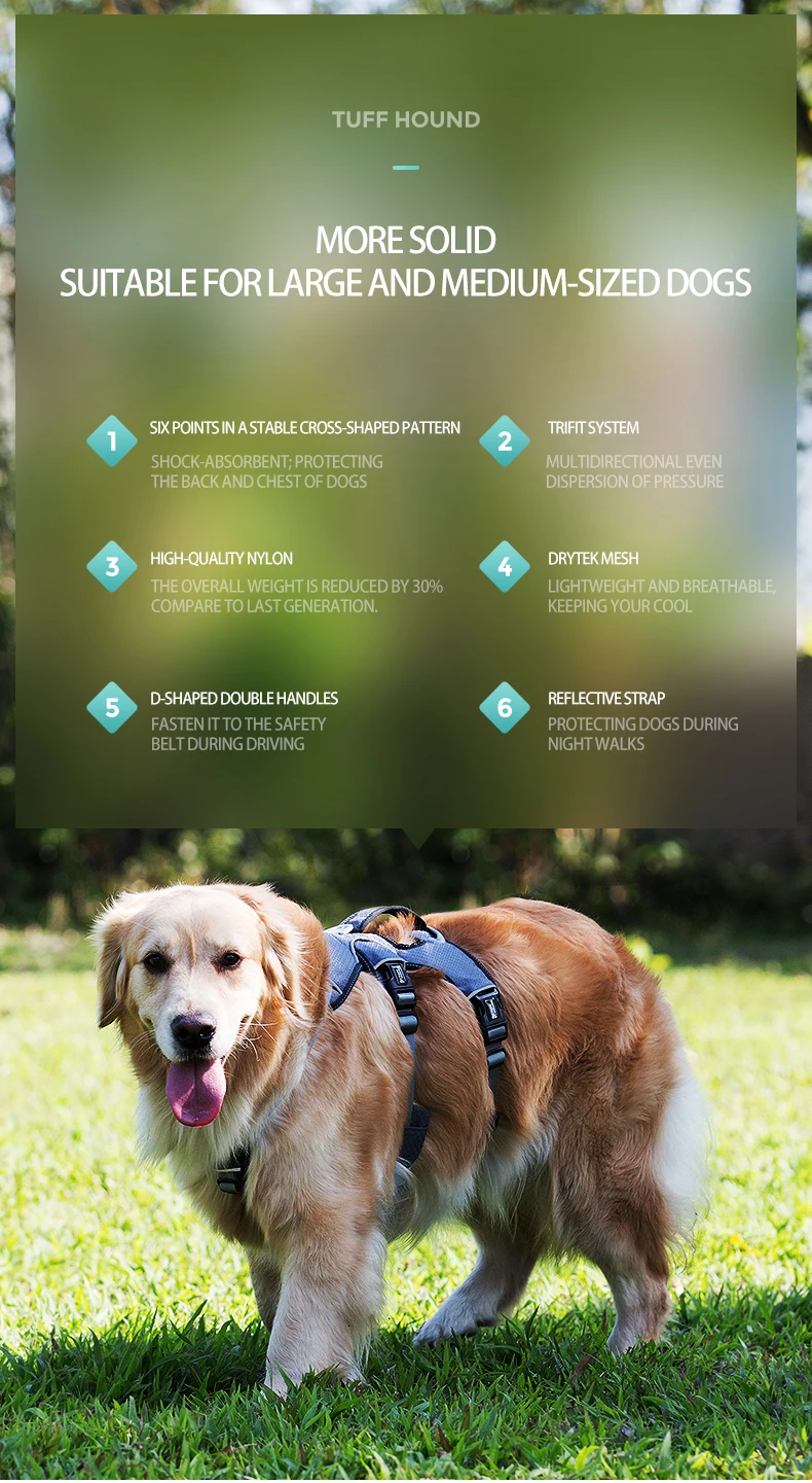 Нейлоновый Поводок для собак TUFF HOUND, не тянет, ошейники и шлейки для больших собак K9, дышащий жилет для собак, магазин домашних животных