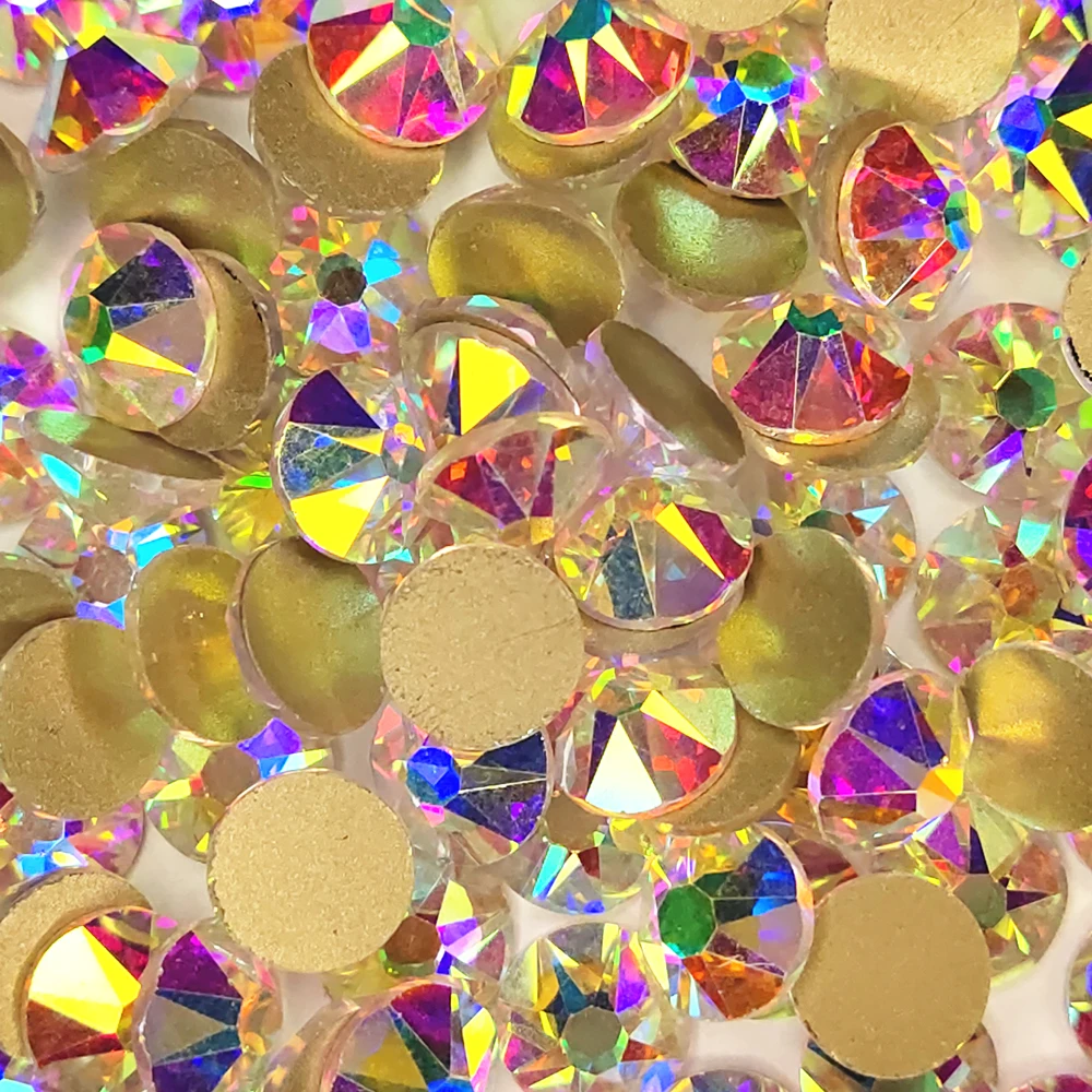 Сверху Блестящие кристаллы AB/Clear 8 большой + небольших граней с плоской задней