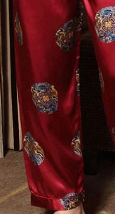 Men's Pajamas Set 100% Pure Silk Men Lounging Wear Floral Sleepwear Size L XL XXL