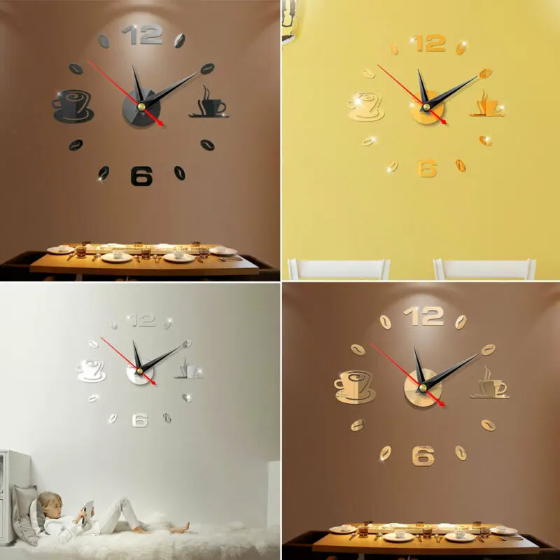 Зеркальный стикер s современные большие настенные часы 3D зеркальный Уникальный