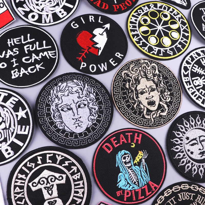 

Hippie Embroidered Patches For Clothing Medusa Patch Iron On Patches On Clothes Stripe/Fusible Patch For Clothes Badges Stickers