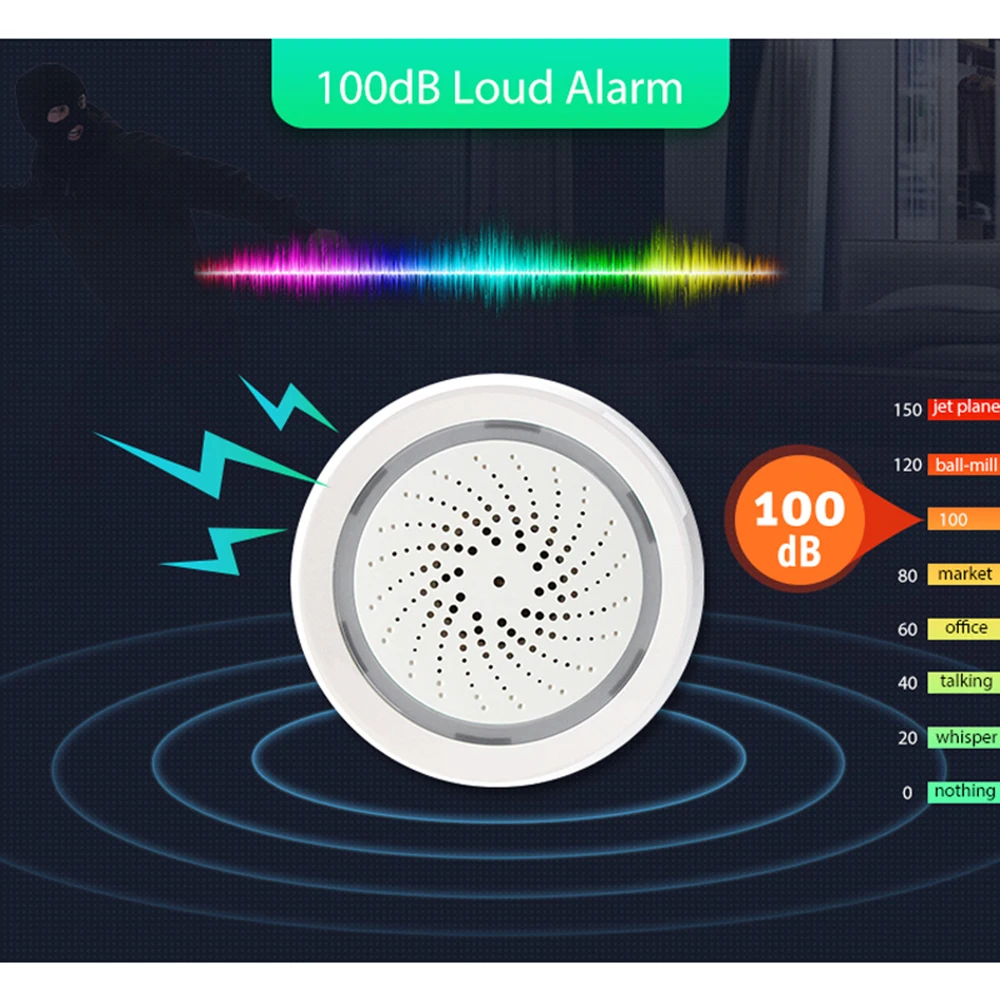 Датчик температуры Z-wave Wifi датчик окружающей среды детектор сигнализации умный термометр 85dB-105dB 2,4 ГГц датчик влажности Aqara