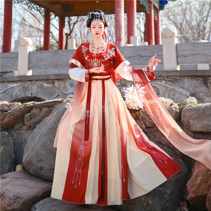 

Ancient Hanfu Folk Dance Costume Women Traditional Hanfu Clothing Han Dynasty Oriental Princess Elegance Tang Dynasty Dance Wear