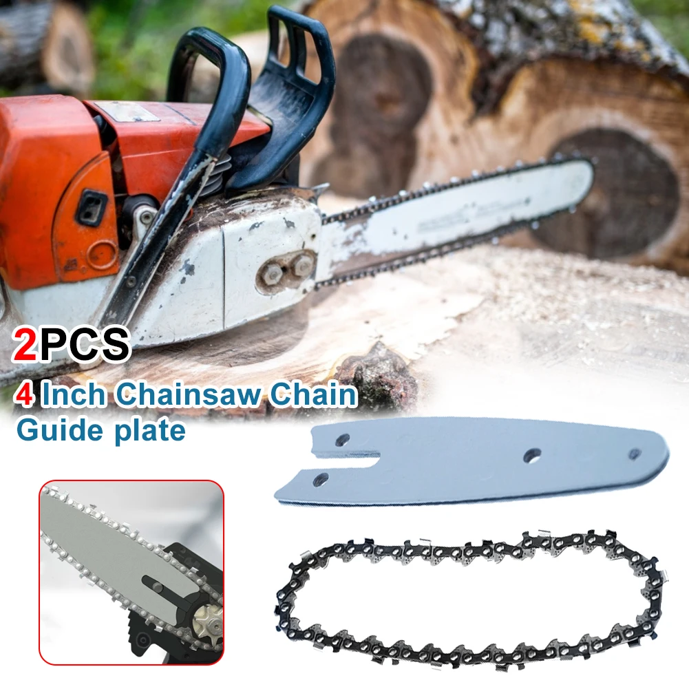 

2pcs 4 Inch Mini Steel Chainsaw Chain Electric Electric Saw Accessory Replacement Made of Steel with Superior Guide Red
