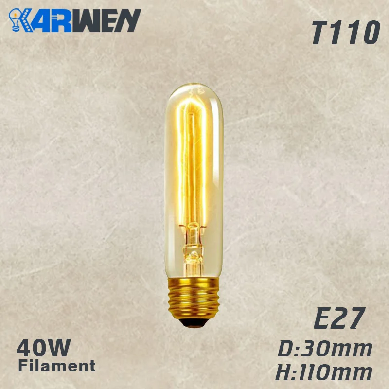 T10 Filament 220V Светодиодный лампа накаливания Эдисона лампа 3D декоративные Винтаж Эдисон лампы E27 220V T10 T45 A60 ST64 G80 G95 сменная лампа накаливания - Цвет: T10 Filament 220V