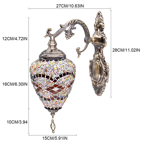 Мозаичная настенная лампа ручной работы в турецком стиле, уникальная стеклянная настенная лампа в богемном стиле Тиффани с бронзовым основанием для украшения комнаты
