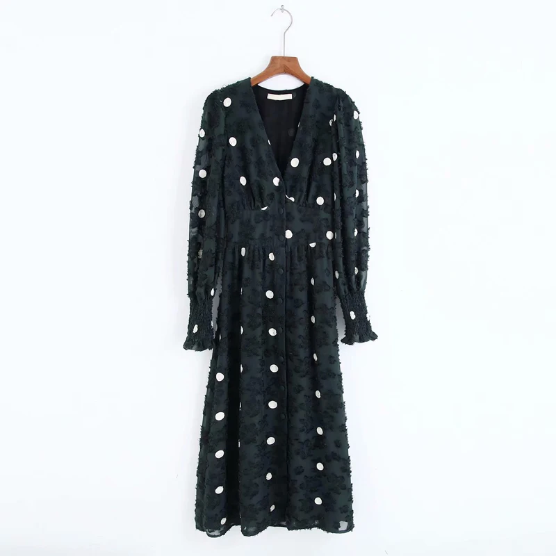 Осенне-зимнее сексуальное черное платье миди с v-образным вырезом для женщин