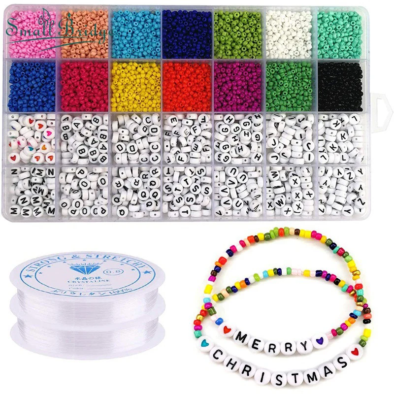 5000 шт. круглые английские буквы бусины для детского рукоделия стеклянные и