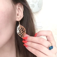 1 pair hollow leaf drop earrings simple attractive women wedding party studs jewelry accessories gift
