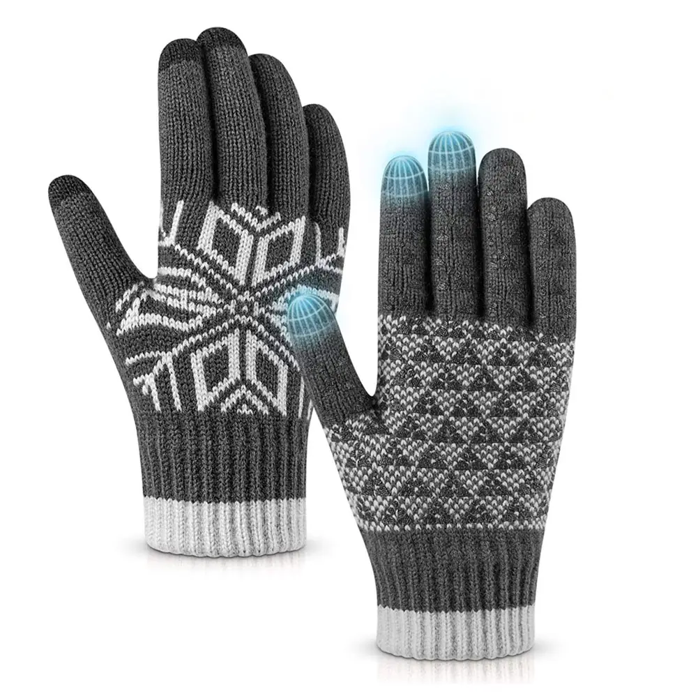 

Knitted Gloves Full Finger Thicken Warm Fleece Screentouch for Men Women Outdoor Sport Winter J55