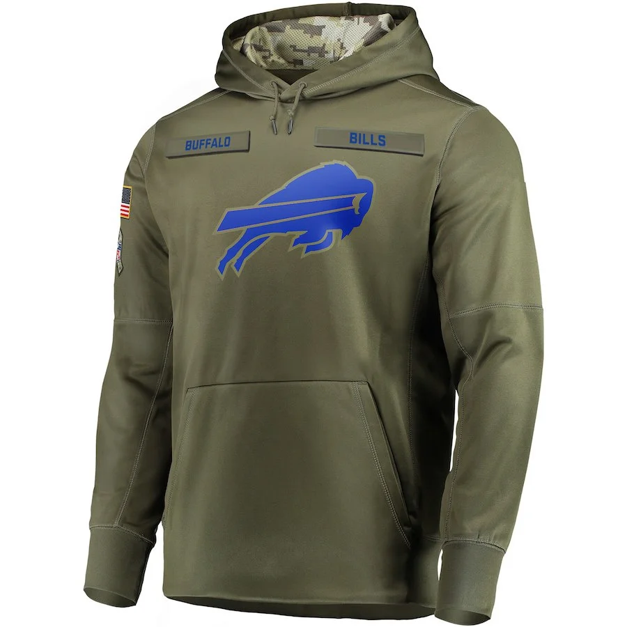 Толстовка Buffalo Bills Salute to service Sideline Therma, пуловер для выступлений, Футбольная Толстовка оливкового цвета
