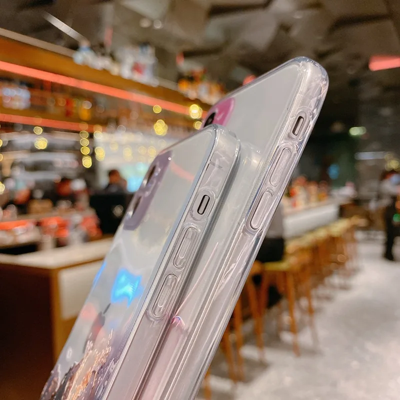 clear watercolor marble texture phone case for iphone 12 11 pro max 13 mini x xr xs max 7 8 6s plus se 2020 soft tpu back cover free global shipping