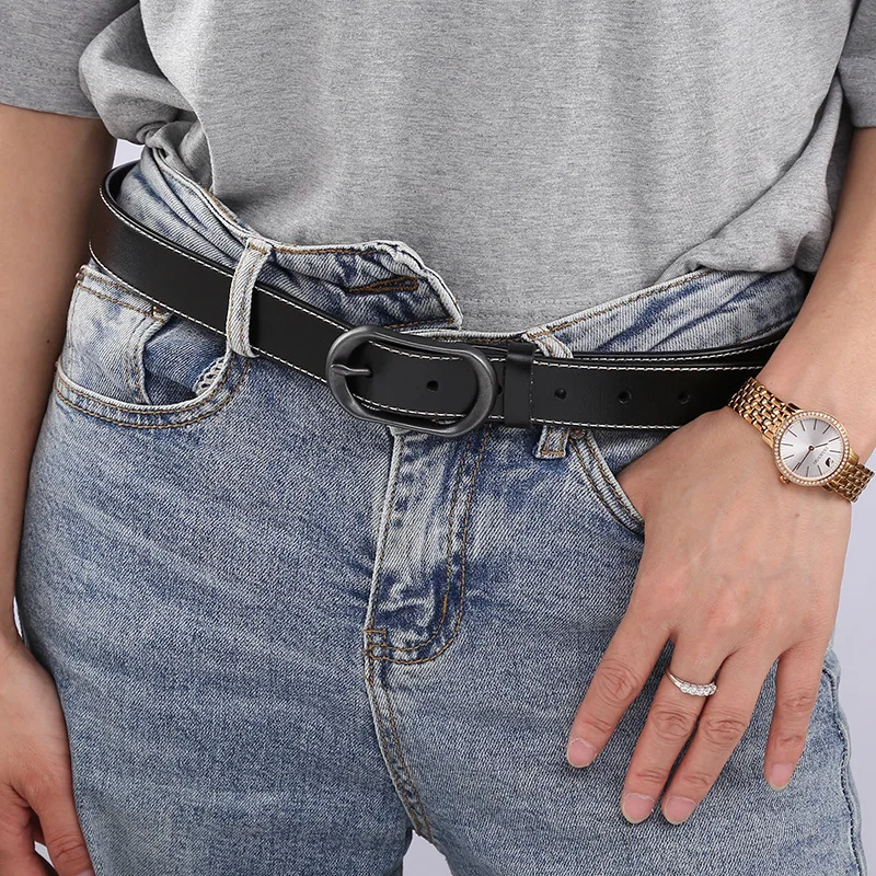 High quality cowhide women's belt new men's simple retro leisure leather belt youth pin buckle fashion pants belt mens belt