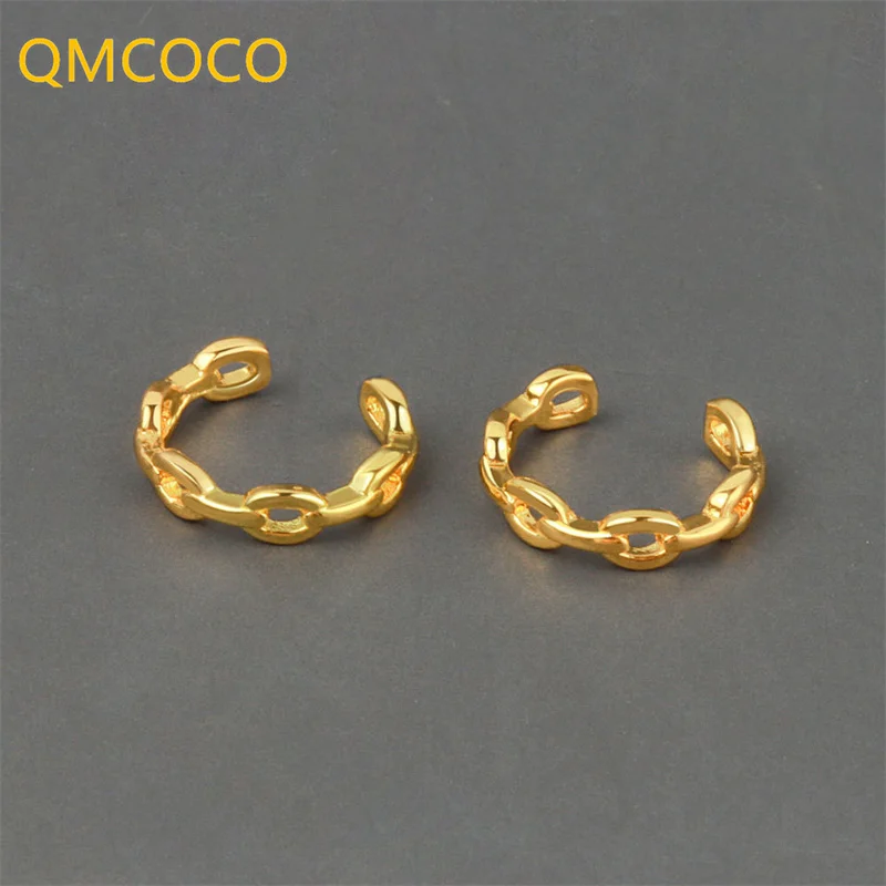 

QMCOCO 2021 New Silver Color Ear Bones Clip For Women Korean Fashion Hoop Earrings Party Jewelry Accessories For Girls Gifts