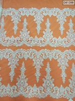 fashion wholesale ivory sequins embroidery lace fabric nigerian tulle textile african trimming lace 10 yards lot