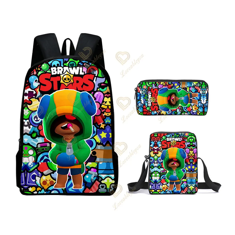 

3Pcs Backpacks Set Game Teens Backpack Heroes Child SchoolBag Anime Spike Shelly Leon PRIMO MORTIS Kid Backpack Toys Boys Gift