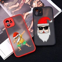 cool santa christmas phone case for iphone 13 12 11 8 7 plus mini x xs xr pro max matte transparent cover