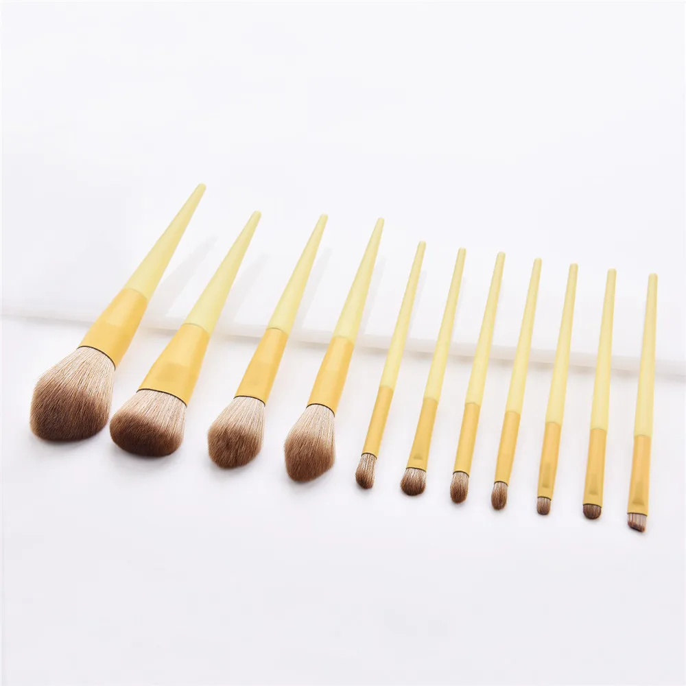 11Pcs makeup brushes professional yellow handle for Foundation Powder make up brushes brochas maquillaje beauty tools