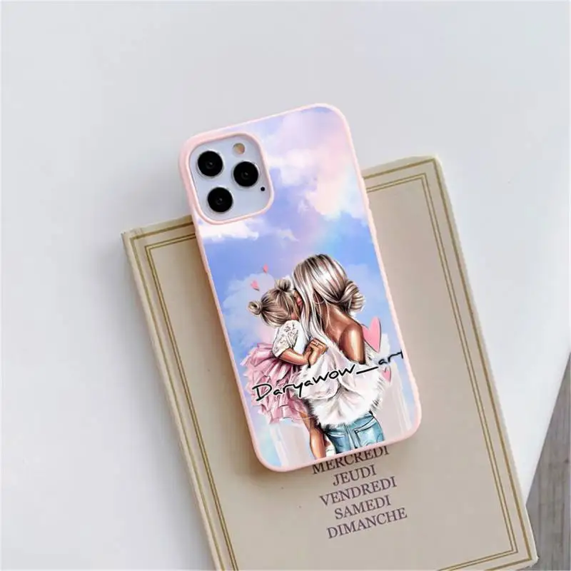 

girl Queen Mom baby sky Phone Case Pink Candy Color for iPhone 11 12 mini pro XS MAX 8 7 6 6S Plus X SE 2020 XR