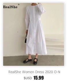RealShe Fashion Women Dress Ladies V Neck Half Sleeve Button Solid White Dress Robe Ladies Summer Elegant Casual Long Dresses