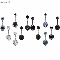 guemcal 6pcs new product stainless steel peach heart round belly button ring set exquisite piercing jewelry