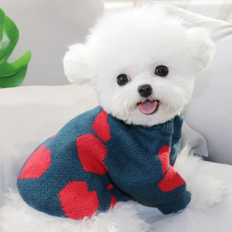 

Pet dog clothes for cat chihuahua love printing pets apparel Teddy cat for small dogs yorkie Autumn dog clothing knitted sweater