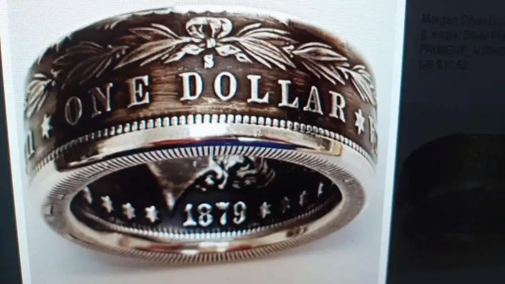 

US 1879S 'eagle' Morgan Dollar Silver Plated Coin Ring Handmade In Sizes 8-16