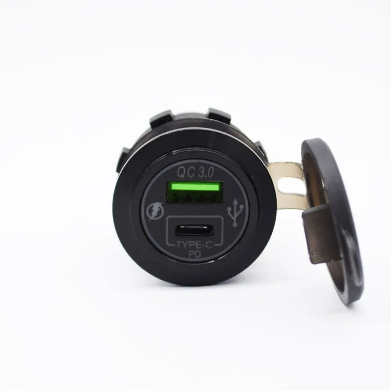 

Car USB Fast Charger 12-24V Aluminum Fast Charge QC3.0 USB Type-C Car Charging Power Adapter Quick Charging Auto Accessories -