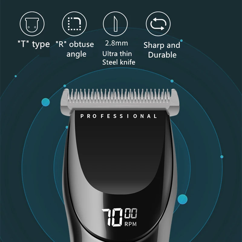 Luxury Wireless Charge T Hair Clipper 3500mah 10H Hair Trimmer Stainless Steel Head Professional Barber Cutting For Men Machine enlarge