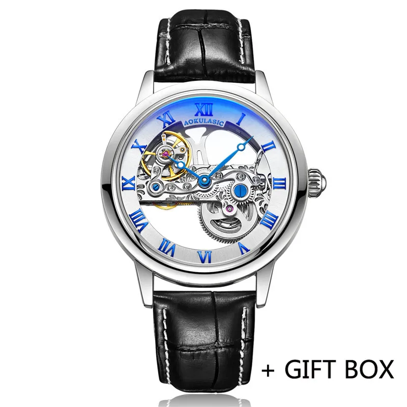 AK01506 with box AOKULASIC автоматические механические мужские наручные часы военный армейский Спорт Мужские часы лучший бренд Роскошные полые водонепроницаемые мужские часы 015 - Цвет: AK01506 with box
