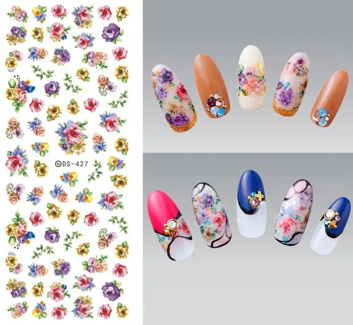 Florals Patterns! Nails Art Manicure Water Decal Decorations Design Water Transfer Nail Sticker For Nails Tips Beauty