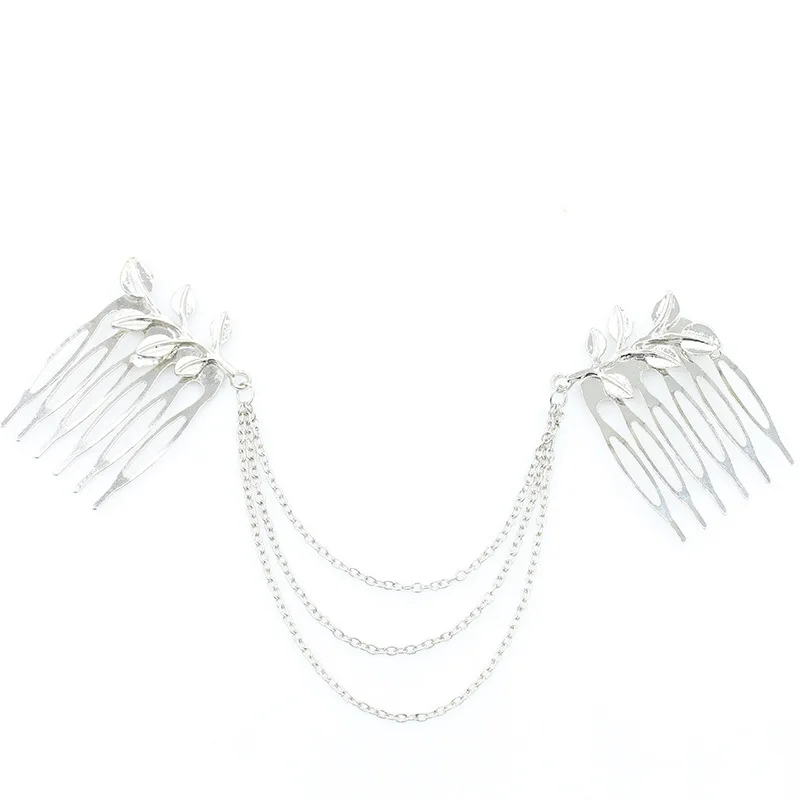New Fashion Leaf Chain Tassel Hair Band For Women Inserting Comb Bijoux Cheveux Mariage Accessories Princess Jewelry | Украшения и