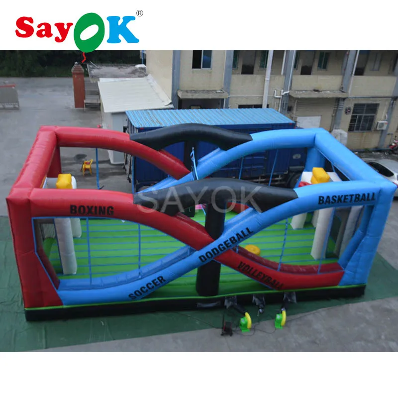 Большая многофункциональная надувная площадка для бокса баскетбола волейбола