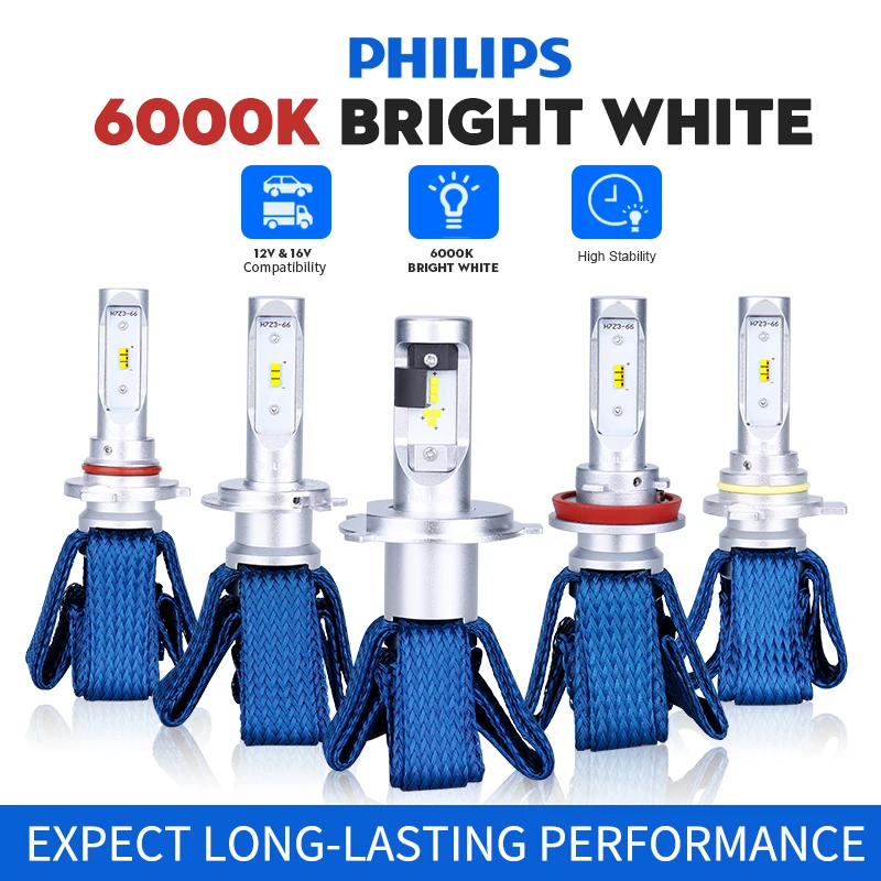 Светодиодные лампы для автомобильных фар Philips H4 H7 H11 H8 H16 HB3 HB4 HIR2 9012 6000K