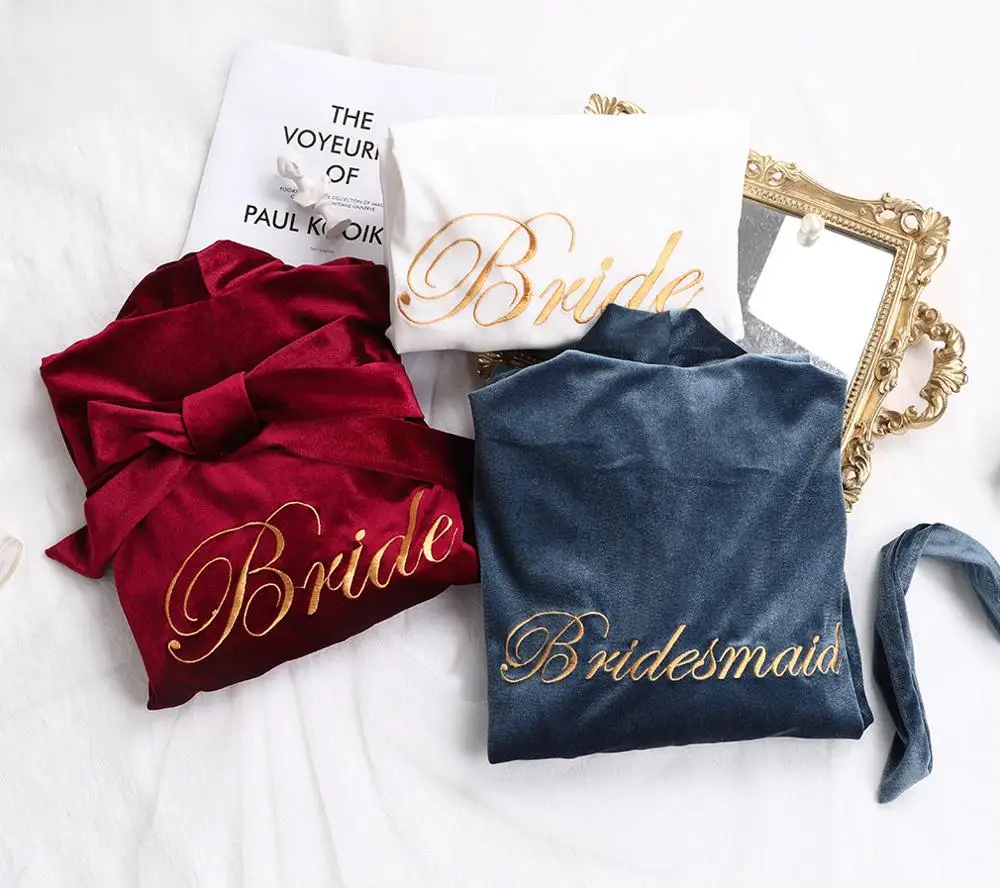 Женская бархатная ночная рубашка красная для невесты и подружки Свадебный