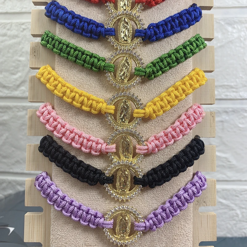 Лидер продаж плетеный веревочный браслет с изображением девы Марии женская мода