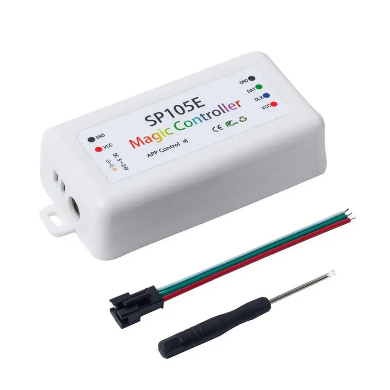 

New SP105E Wireless Bluetooth Controller APP WS2811 WS2812B WS2801 SK6812 APA102 Individually Addressable Programmable LED Strip