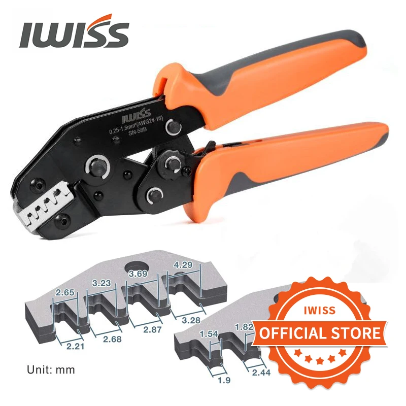 Обжимные клещи IWISS SN 58B EDM 0 25 AWG24 16 мм² 3 96 для клемм XH2.54 4 8 5 08 6 JST Molex комплект