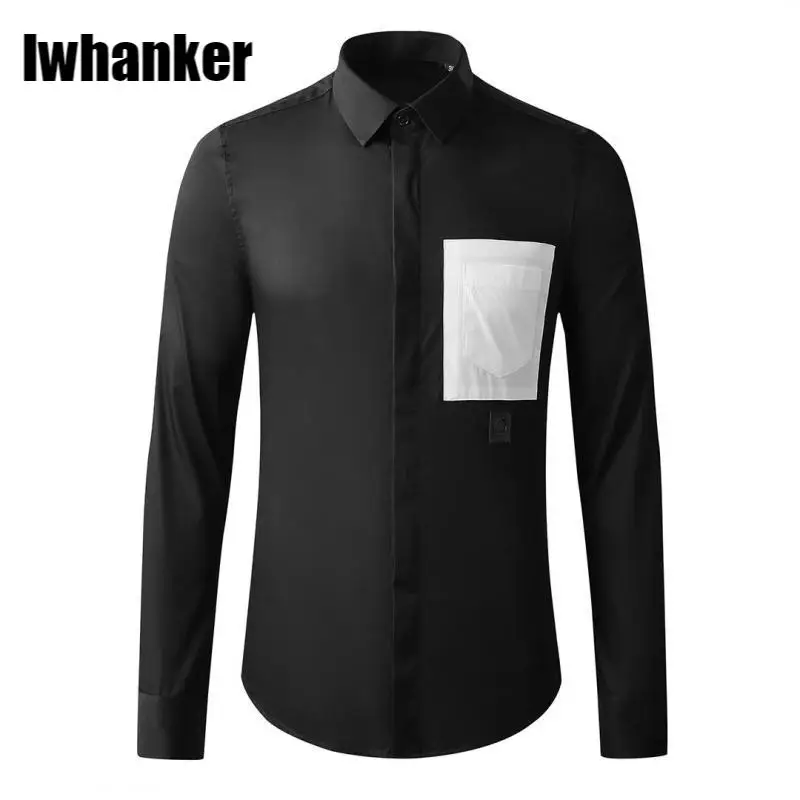 

Рубашка мужская с карманами и длинным рукавом, из натурального хлопка