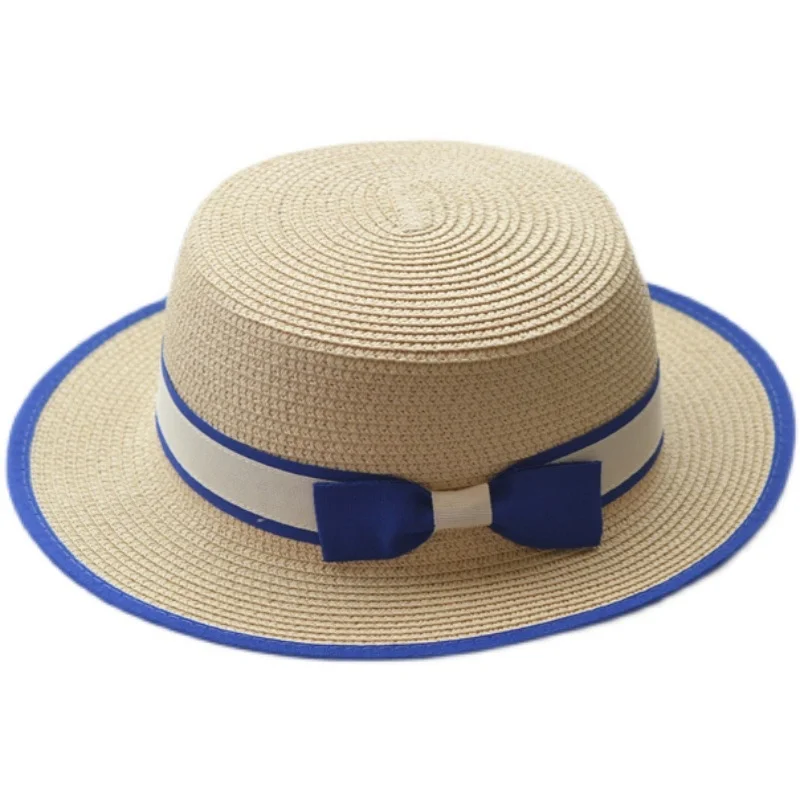 2021 Summer Beach Hat Female Casual Panama Simple Visor Women Flat Brim Bowknot Straw Cap Girls Sun | Аксессуары для одежды