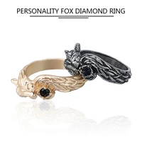 vintage men fox ring jewelry punk styles women gold silver color ring fox shaped animal band ring wedding jewelry accessories