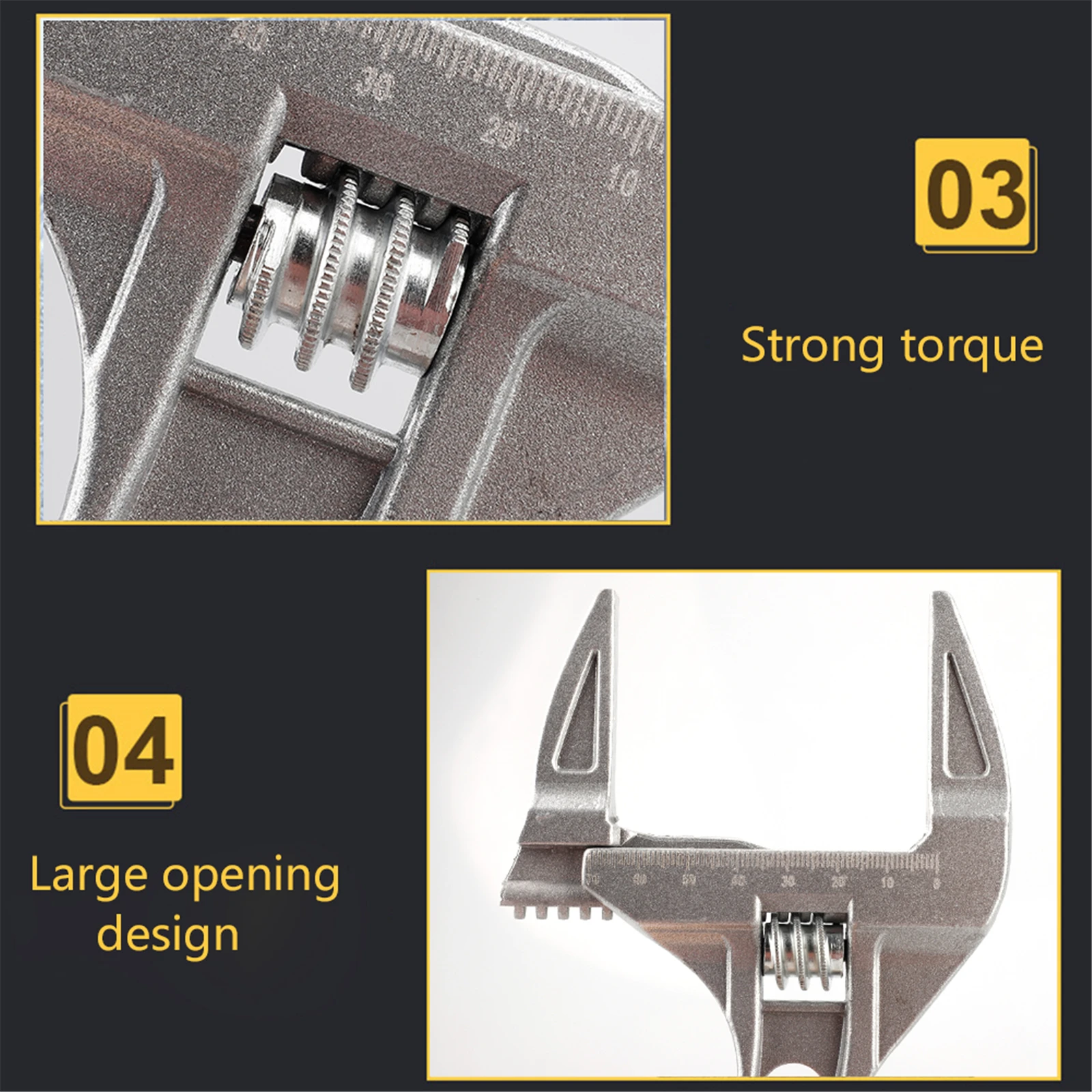 Большой регулируемый гаечный ключ 68 мм суперширокий универсальный