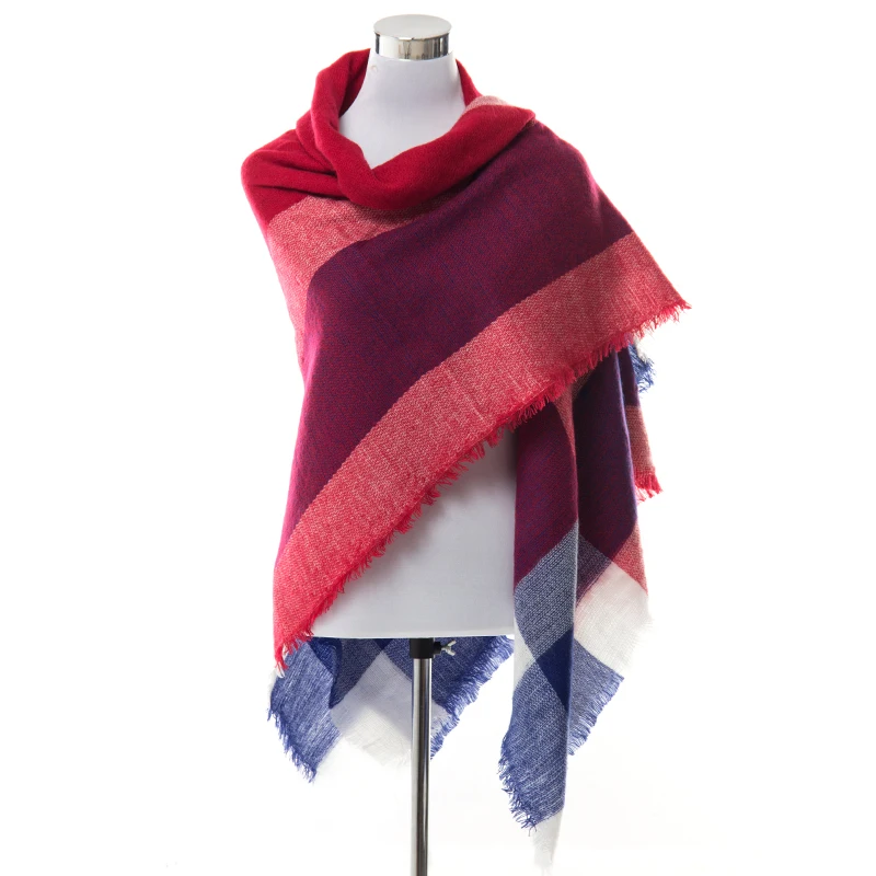 Женщины одеяло шарф зимние кашемировые шарфы в клетку теплые женские хиджаб